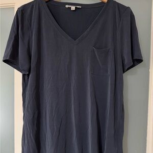 Green Envelope Women's Navy V-Neck Tee